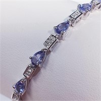 $899 Silver Tanzanite(3.6ct) Sapphire(0.2ct) Brace