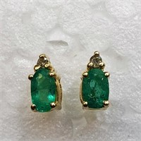 $600 14K  Emerald Diamond Earrings