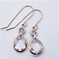 $2400  White Sapphire(1.3ct) Diamond(0.08ct) Earri