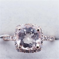 $3590  Morganite (Square Cut)(1.6ct) Diamond(0.3ct