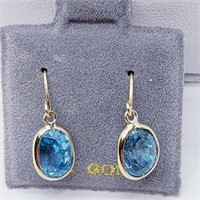$1500 14K  Blue Zircon(5ct) Earrings
