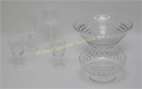 4 WATERFORD GLASSES -SLANE + 2 CRYSTAL BOWLS