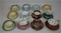 TWELVE  AYNSLEY CHINA CUPS AND SAUCERS