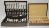 PARTIAL SETS OF SILVER PLATE FLATWARE IN CANISTERS
