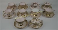 TEN ENGLISH TUSCAN CHINA CUPS AND SAUCERS