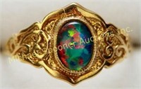 SILVER GILT ROMANTIC STYLE OPAL RING