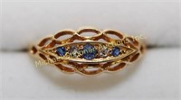 18K YELLOW GOLD DELICATE SAPPHIRE AND DIAMOND RING