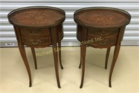 PAIR LOUIS STYLE GALLERY TOP  SIDE TABLES
