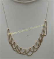 10K YELLOW GOLD BALL AND DRAPE CHAIN NECKLACE