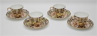 ROYAL CROWN DERBY TRAD. IMARI FOUR CUPS & SAUCERS