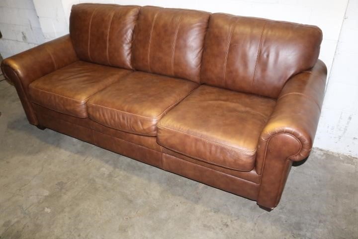 Ethan Allen Archer Brown Leather Rolled, Ethan Allen Leather Sofa And Loveseat