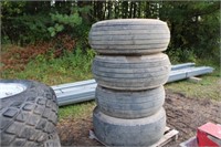 (4) HD Implement Tires on 8-hole Rims
