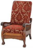 Mechanical Oak Claw Foot Morris Chair