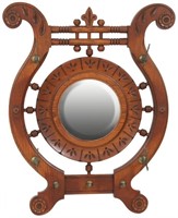 Oak Chip Carved Mirror with Applied Rosettes