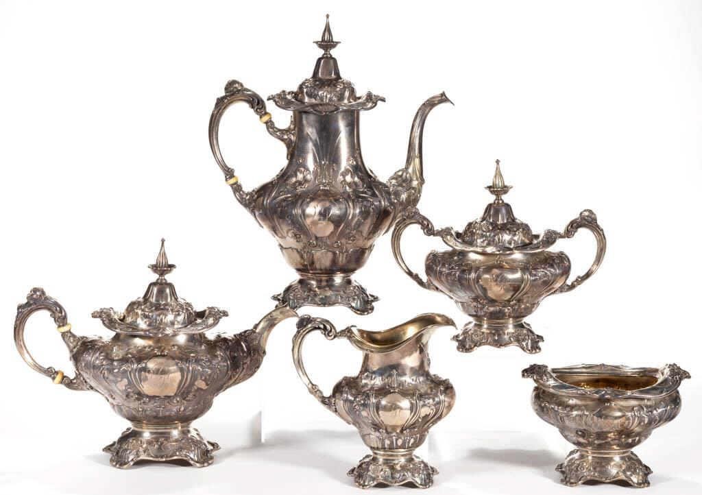 Five-piece Reed & Barton sterling tea and coffee service, from the estate collection of Buryl and Nelwyn Kay, McLean, VA