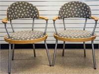 Pair of Knoll Upholstered Modern Arm Chairs