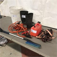 Booster Cables- Boots- Gas Container- Strapping An
