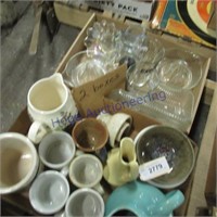 2 boxes--clear glass, juicers, mugs, pitchers