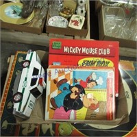 Tin shooting target, tray puzzles, Mickey Mouse