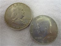 1950 Franklin And 1964  Kennedy Halves