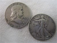 1942 Walking Liberty And 1954 Franklin Halves