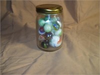 SMALL JAR - FULL OF OLD MARBLES