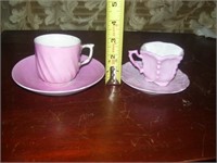 2 MINIATURE PORCELAIN CUP AND SAUCERS