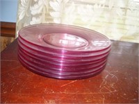 SET OF 7 ROSE COLOR GLASS 8" GLASS PLATES
