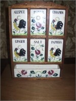 ROOSTER AND ROSES SPICE RACK SET