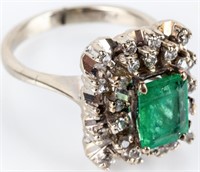 Jewelry 18kt White Gold Emerald & Diamond Ring
