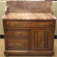 Furniture Victorian Mahogany & Marble Washstand
