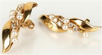 Jewelry 14kt Yellow Gold Pearl & Diamond Earrings