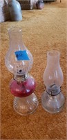 2 Glass Kerosene Lamps
