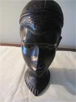 African Hand Crafted Ebany Bust Male - 8 5/8"
