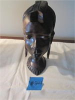 African Hand Crafted Ebony Bust Female - 7.75"