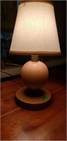 Wood Ball Lamp With White Shade