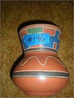 Indian Pottery Vase Geometric Design - 6"
