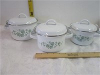 Set Of Enamel Nesting Pots With Leads