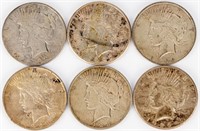Coin 6  Peace  Silver Dollars Assorted Dates