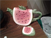 Watermelon Tea pot and Spoon rest