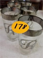 SET OF 8 SILVER RIMMED GLASSES WITH "R" MONOGRAM