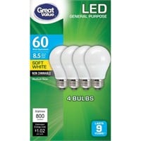 Great Value LED Light Bulb, 8.5W (60W Equivalent)