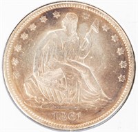 Coin 1861-O Seated Liberty Half Dollar BU