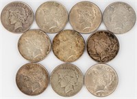 Coin 10 Peace  Silver Dollars Nice!