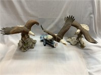 3X PORCELAIN EAGLE STATUES MADE IN MEXICO