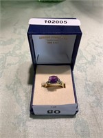 2 DIAMOND AND NATURAL AMETHYST 18CT GOLD LADIES