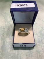 9CT WHITE GOLD AND CITRINE RING
