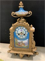 FRENCH GILT AND PORCELAIN VICTORIAN CLOCK a/f
