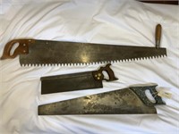 3 ANTIQUE SAWS INCLUDES 2 MAN SAW