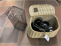 QTY OF ANTIQUE FISHING REELS IN FISHING BASKET